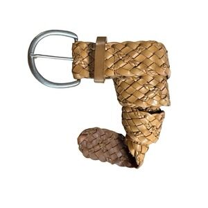 100% Leather brown braided belt 40 inches long 2 inches wide boho